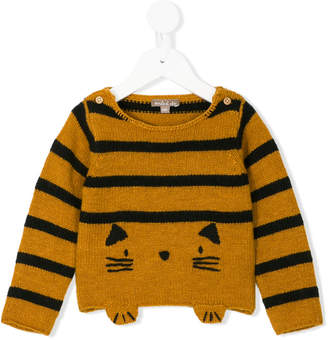 Emile et Ida cat motif striped sweater