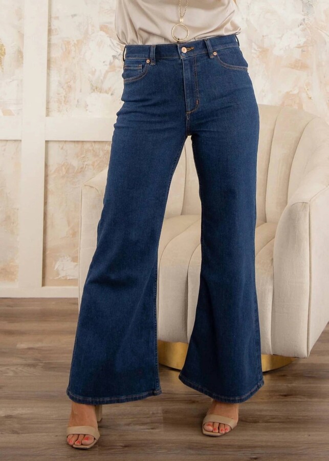 Blue Thread Brooke Hugging Palazzo Jeans In Dark Denim