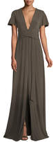 Thumbnail for your product : Halston Jersey Flutter-Sleeve Wrap Gown