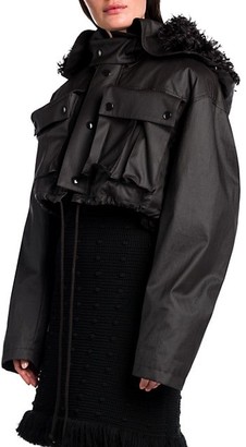 Bottega Veneta Coated Waterproof Cropped Shearling-Lined Jacket