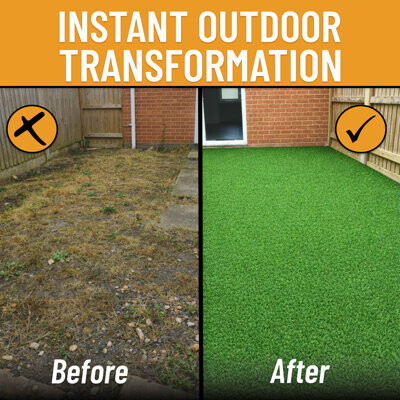 Ottomanson Indoor/Outdoor Low Pile Artificial Grass Turf Rugs and Rolls Customized Size For Balcony, Patios