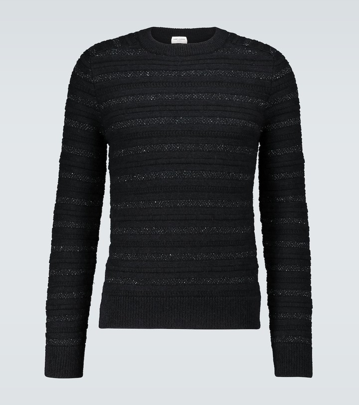 Saint Laurent Metallic detail striped sweater - ShopStyle