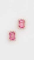 Thumbnail for your product : Suzanne Kalan 14k Rose Gold Emerald Cut & Pave Diamond Stud Earrings