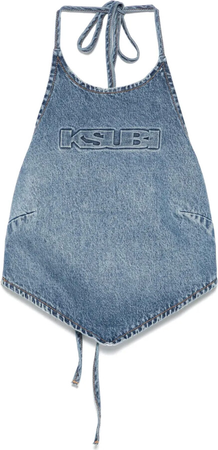 Ksubi Bolt tie-neck denim top