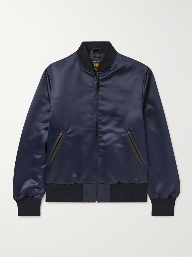 GoldenBear Sukajan Leather-Trimmed Satin Bomber Jacket