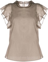 Thumbnail for your product : Peserico Sheer Ruffled-Sleeves Blouse