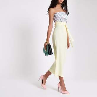 River Island Yellow paperbag waist culottes