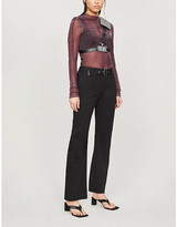 Thumbnail for your product : we11done Cropped flared mid-rise cotton trousers