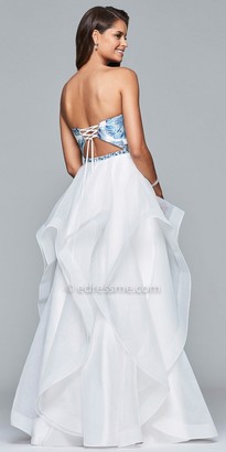 Faviana Cascading Organza Strapless Lace Up Back Prom Dress