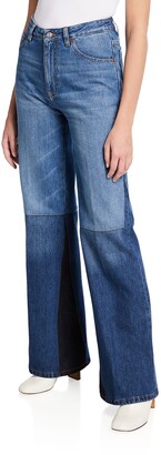 Victoria Beckham Patchwork Flare Jeans
