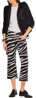 Junya Watanabe Cropped Zebra-Print Linen Flared Pants