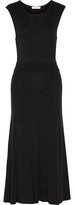 Thumbnail for your product : Sandro Rivage Pointelle-Trimmed Stretch-Knit Midi Dress