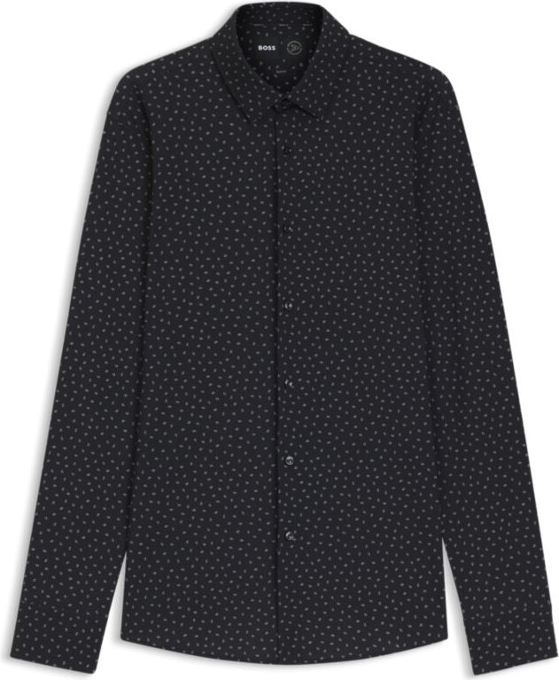 HUGO BOSS Slim-fit shirt in printed performance-stretch jersey