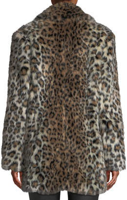 Joie Tiaret Leopard-Print Faux-Fur Snap-Front Coat