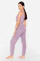 Thumbnail for your product : Nasty Gal Womens Sherpa Crop Top and Joggers Loungewear Set - Brown - M