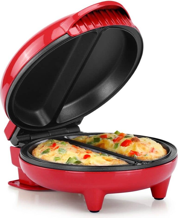 Holstein Housewares 4-Egg Red and Stainless Steel 2-section Omelets Maker