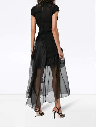Preen by Thornton Bregazzi Frederica silk sheer asymmetric dress