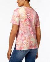 Thumbnail for your product : Alfred Dunner Patchwork-Print Embellished Top