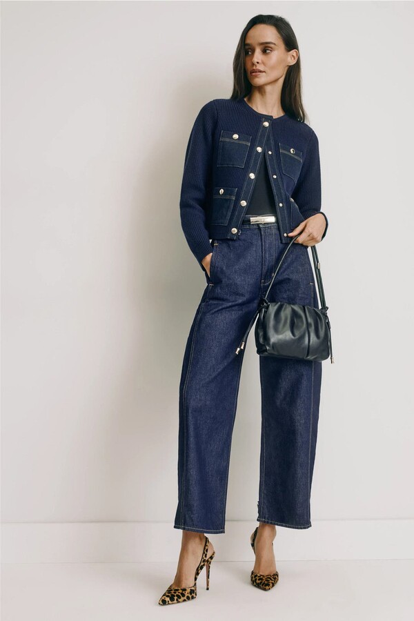 Veronica Beard Ryder High Rise Barrel Leg Jeans Blue