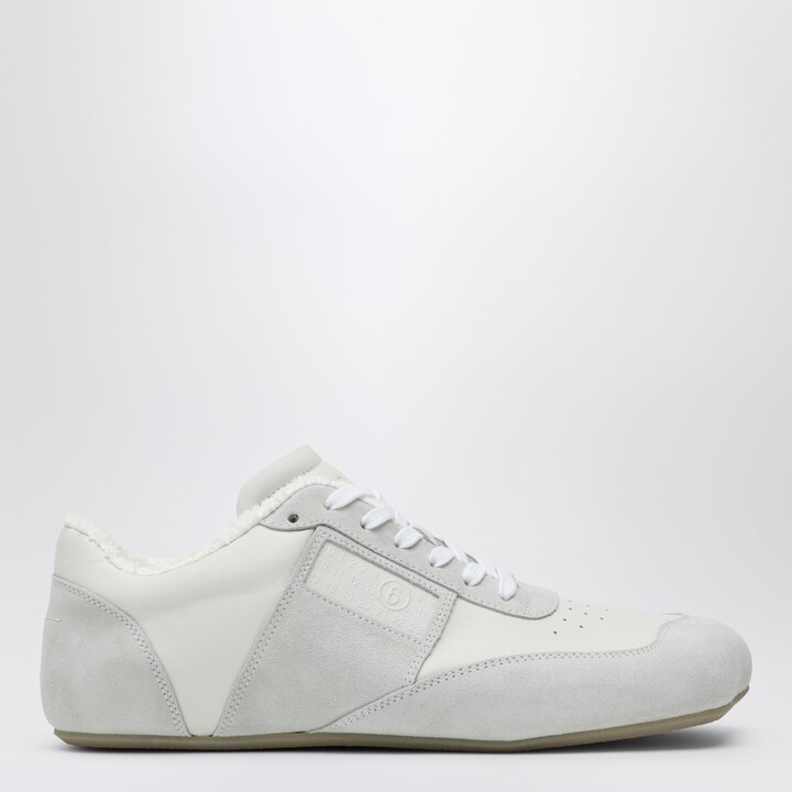 MM6 MAISON MARGIELA White leather and suede Anatomic sneaker