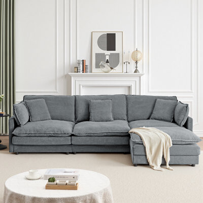 Latitude Run L-shaped Sectional Sofa Couches With Ottoman Oversized 4 Seater Couch For Living Room