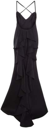 Quiz Black Crossover Backless Ruffle Maxi Dress