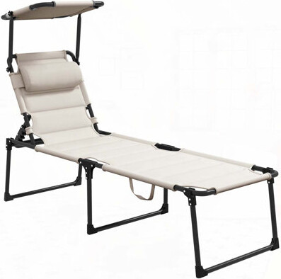 Outdoor Lounge Chair, Adjustable Backrest Folding Chaise Lounge