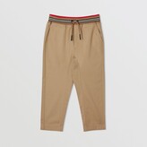 Thumbnail for your product : Burberry Icon Stripe Detail Cotton Twill Drawcord Trousers