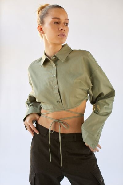 Crop Top Shirts Button Down | Shop the world's largest collection 