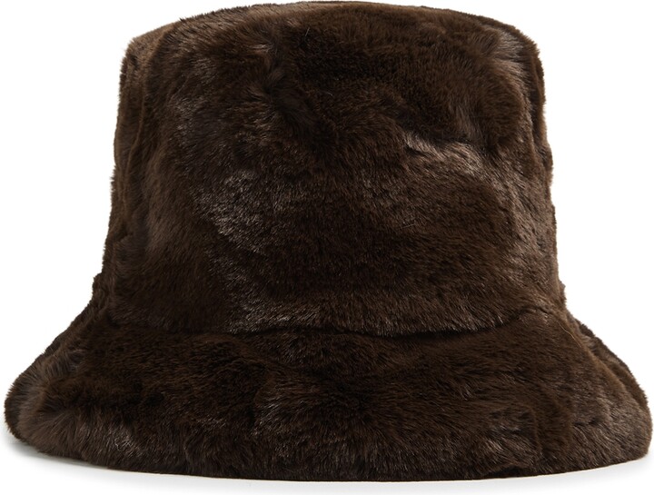 Jakke Hattie Faux Fur Bucket Hat - Chocolate - ShopStyle