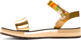 Thumbnail for your product : Lanvin Golden Leather Wood-Paneled Sandals