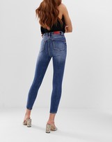 Thumbnail for your product : Stradivarius super high waist skinny jean in mid blue