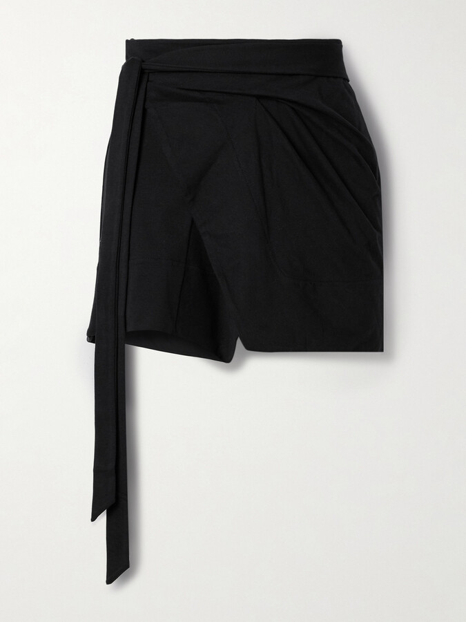 Isabel Marant Berenice Asymmetric Draped Cotton-jersey Mini Wrap Skirt - Black