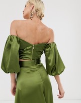 Thumbnail for your product : Asos Edition ASOS EDITON off shoulder pleat front crop top in satin