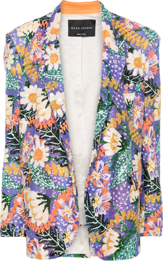 Hebe Studio Embroidered Single-Breasted Blazer