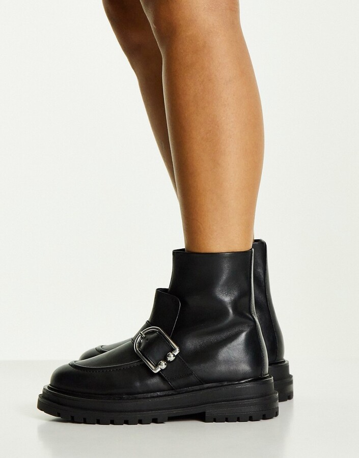 ASOS DESIGN Anderson leather buckle boots in black - ShopStyle