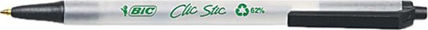 BIC CSEM11BK EcoLutions Clic Stic Ballpoint Retractable Pen, Black Ink, Medium, Dozen