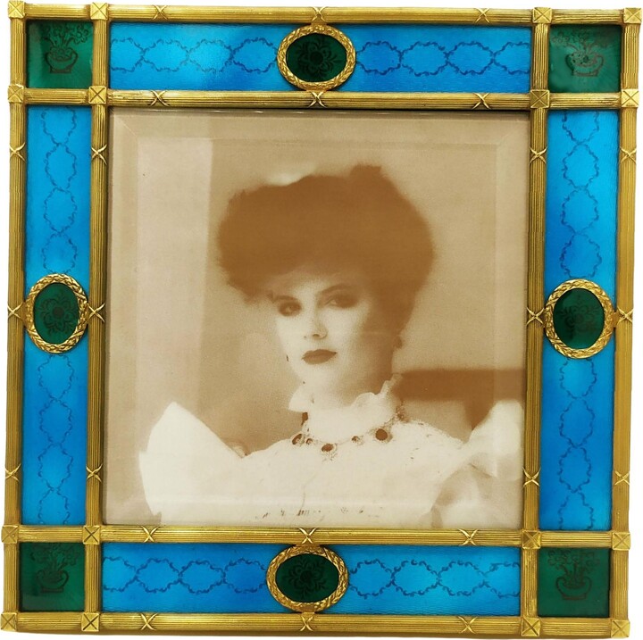 Salimbeni Picture Frame Louis Xvi Green And Sky Blue, French Empire Style Sterling Silver