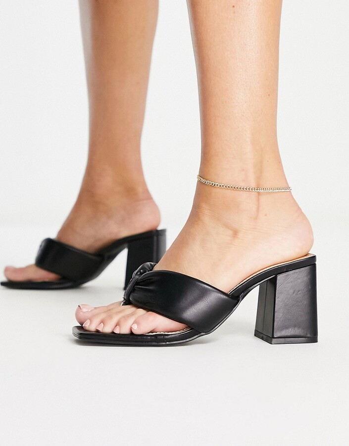Truffle Collection toe post heeled mules in black ShopStyle