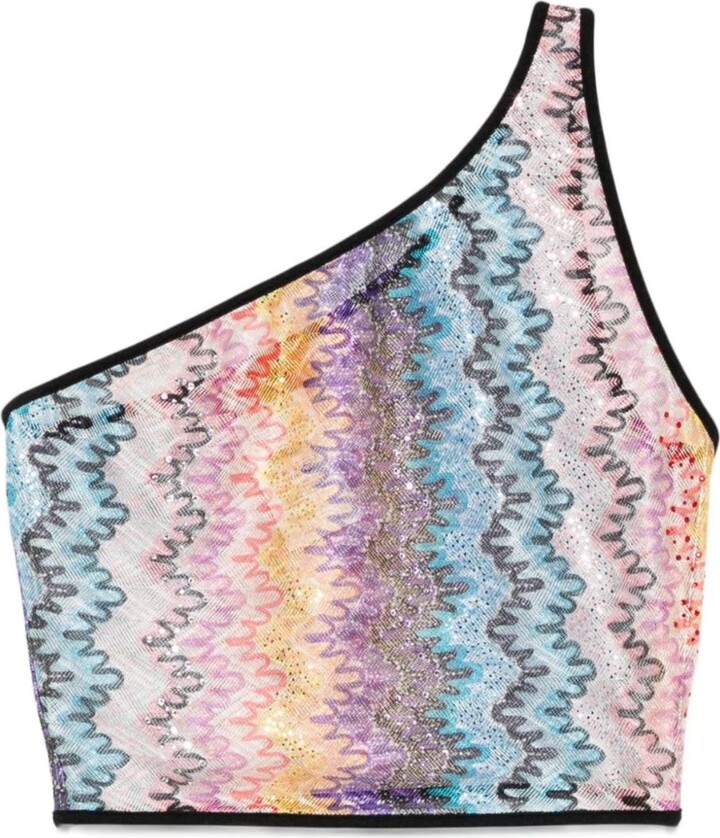 Missoni One-Shoulder Chevron Crop Top