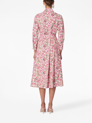 Carolina Herrera Classic-Collar Floral-Print Dress