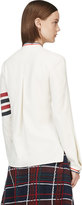 Thumbnail for your product : Thom Browne White Silk Band Collar Button-Up Blouse