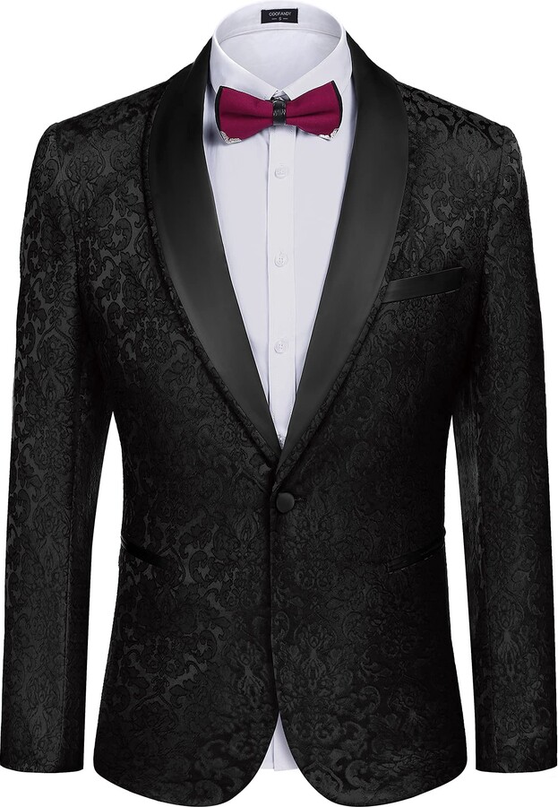 COOFANDY Men's Floral Tuxedo Suit Jacket Slim Fit Dinner Jacket Party