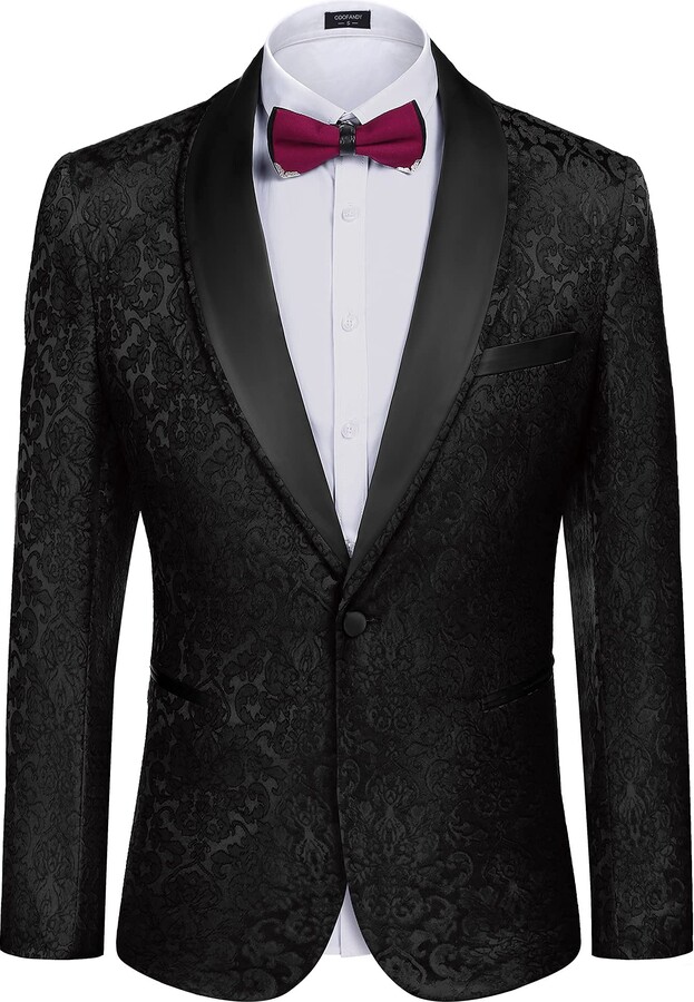 COOFANDY Men's Floral Tuxedo Suit Jacket Slim Fit Dinner Jacket Party ...