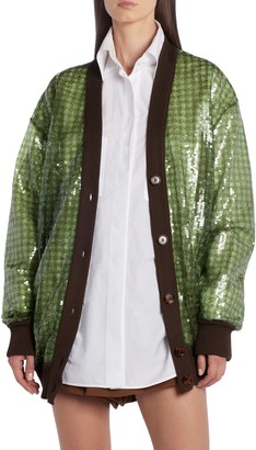 green sequin cardigan