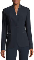 Thumbnail for your product : Elie Tahari Tori Leather-Trimmed Crepe Blazer Jacket