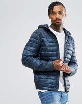 Thumbnail for your product : Pull&Bear Quilted Jacket With Hood In Blue Camo