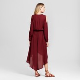 Thumbnail for your product : Knox Rose Women's Embroidered Faux Wrap Cold Shoulder Dress - Knox Rose Burgundy