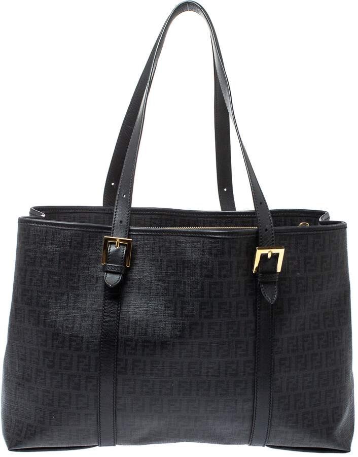 Fendi Black Zucchino Coated Canvas and Leather Spalmati Tote - ShopStyle