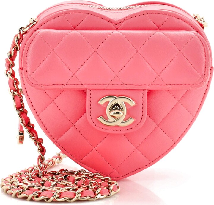 chanel heart clutch with chain